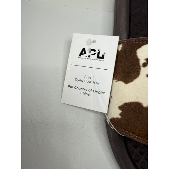 APL Athletic Propulsion Labs Iconic Slides Cow Print Calf Hair Size 8 New - Picture 5 of 7